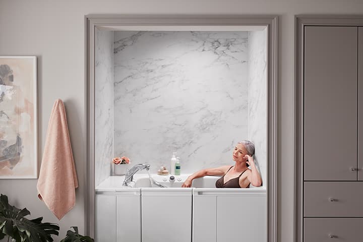 woman relaxing in walk-in bath