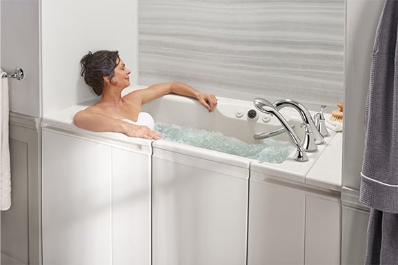 Woman soaking in walk in tub