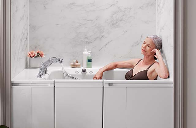 woman relaxing in walk-in bath