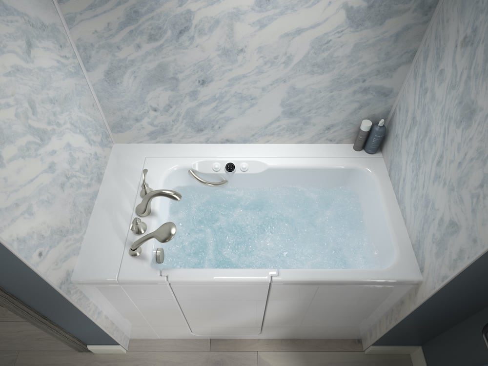 Walk-In Bath with Bluette bath walls.