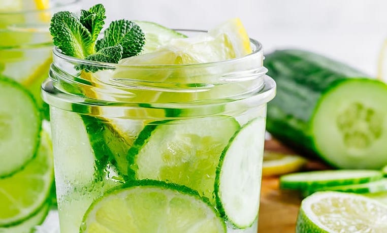 Cucumber limeade in glass jar