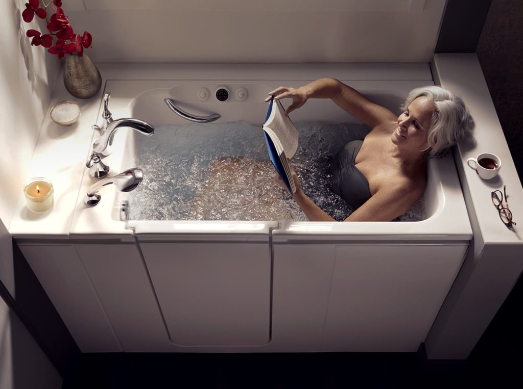 Image of Women in Bathtub at night