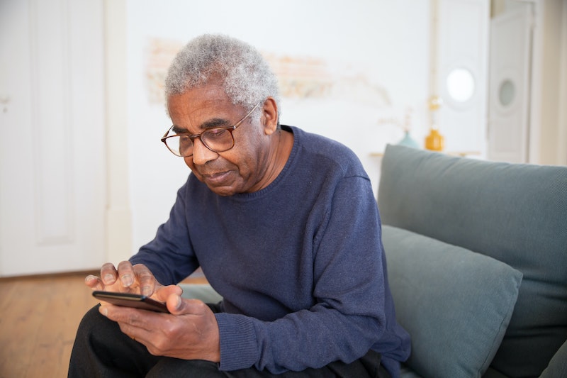 senior man on phone