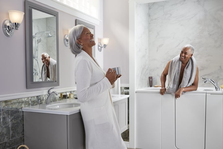 Couple in bathroom