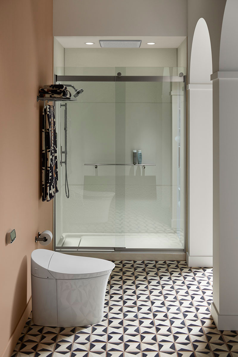 shower with glass doors