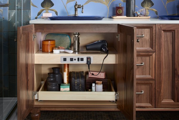 rolling drawers in bathroom cabinet