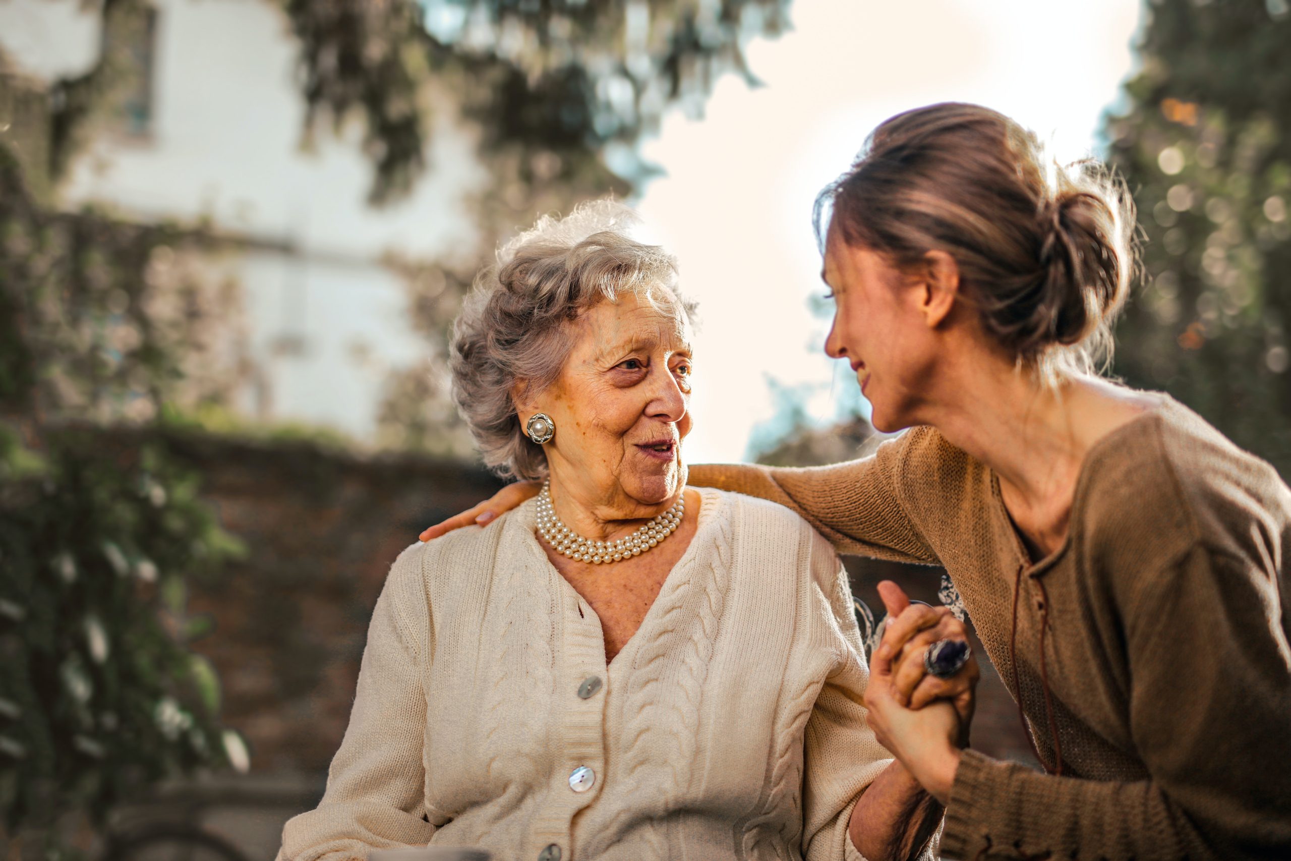 older woman and caregiver