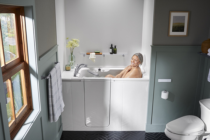Woman soaking in the Walk-In Bath