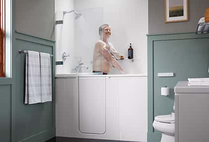 above view of woman bathing in her shower