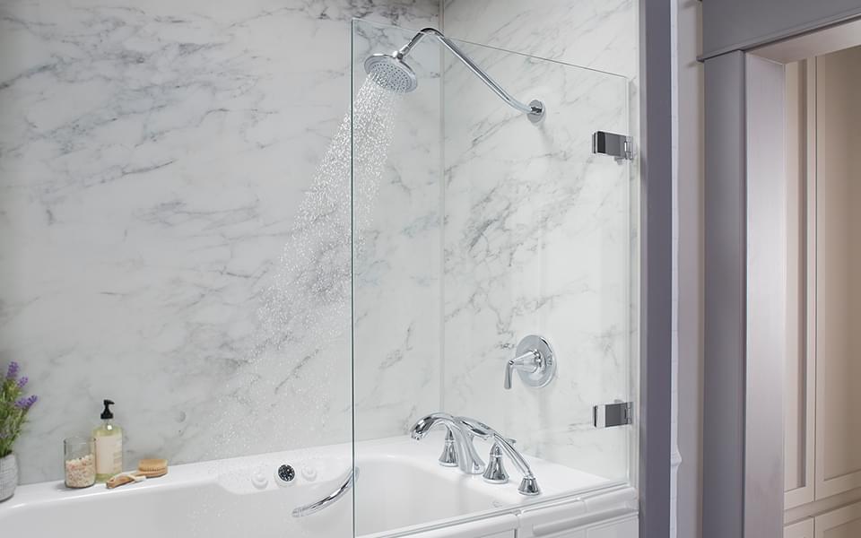 Shower Package Gooseneck Shower Arm & Bath Screen KOHLER WalkIn Bath