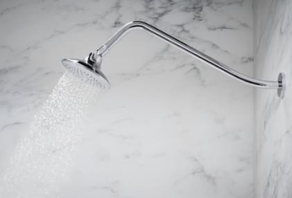 side view of extended shower arm