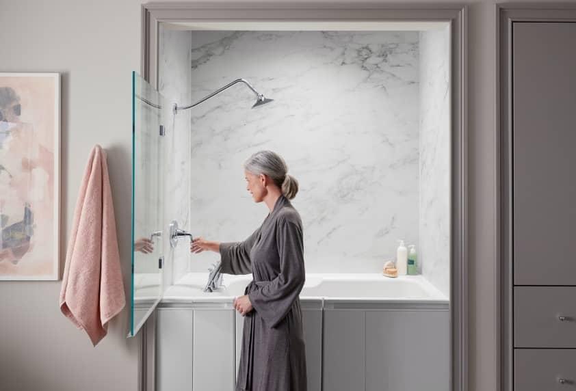 Shower Package Gooseneck Shower Arm & Bath Screen KOHLER WalkIn Bath